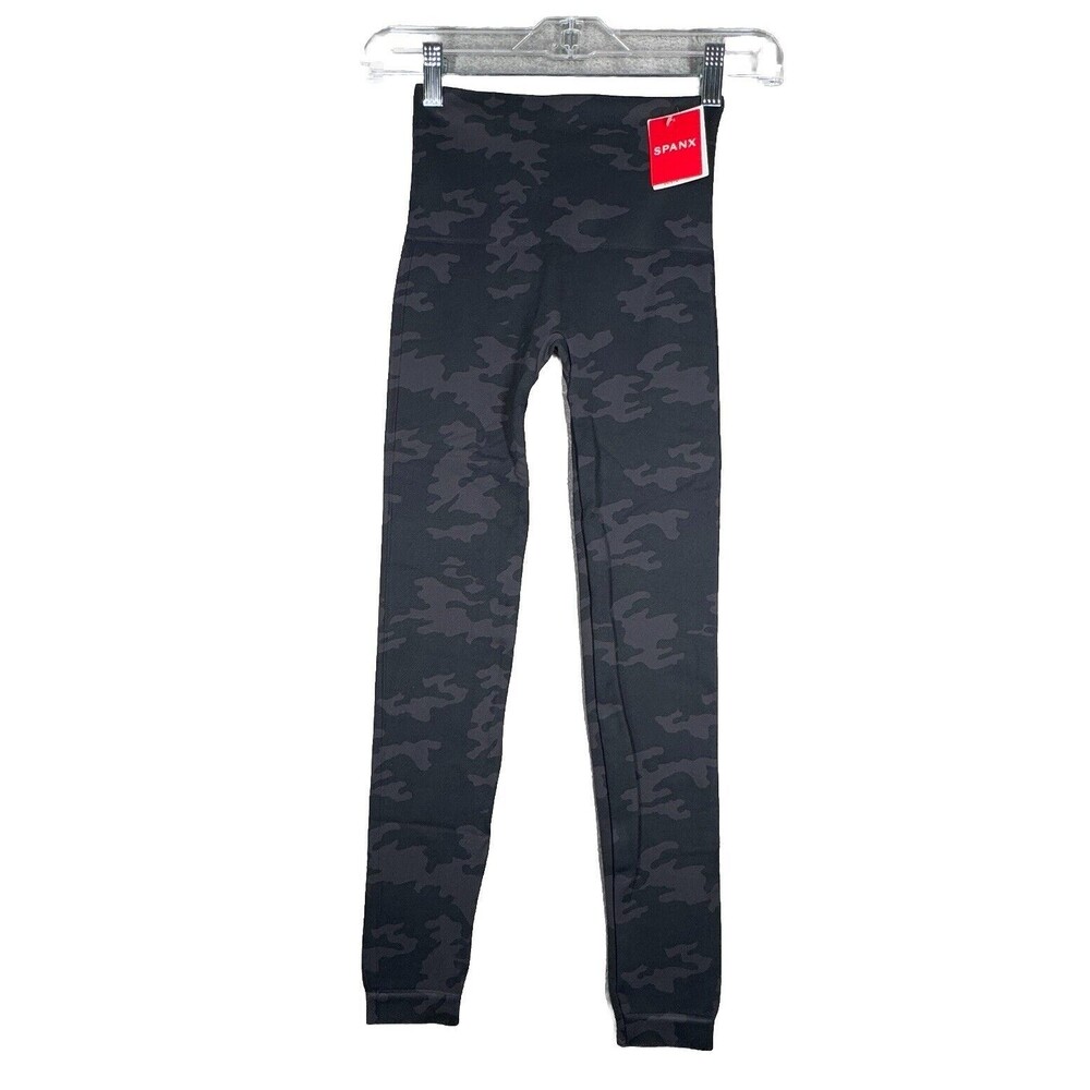Spanx Pants Womens Small Gray Black Camo Seamless Look at Me Now Leggings Casual